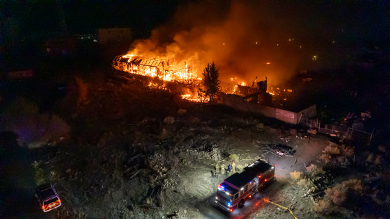 Building actively burning at Sugar Mill property near Longmont